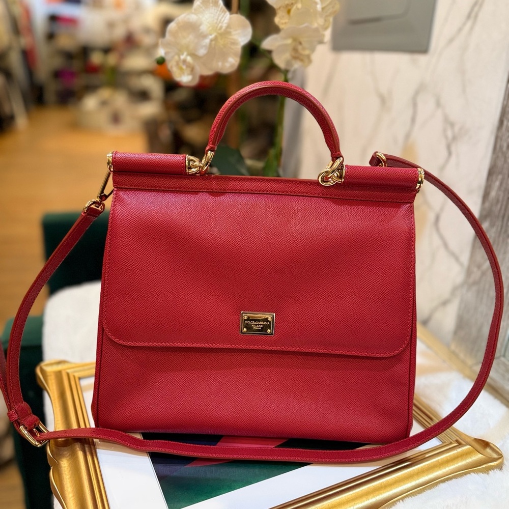 Dolce &Gabbana Red Sicily Top Handle Bag